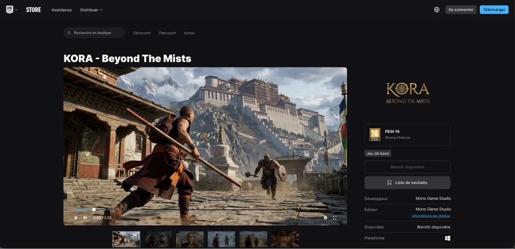 Kora-Epic-game-store-page